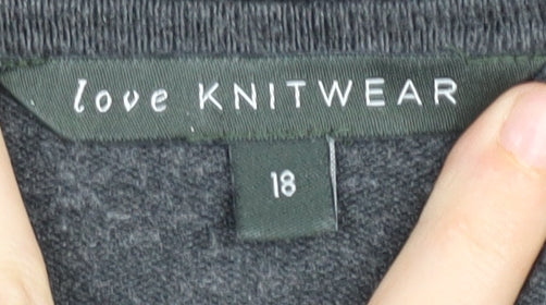 Bonmarché Womens Grey Size 18 Pullover Knit Jumper with Zip Accents