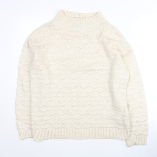 Next Women’s Ivory Mock Neck Knit Jumper Size M Acrylic Blend