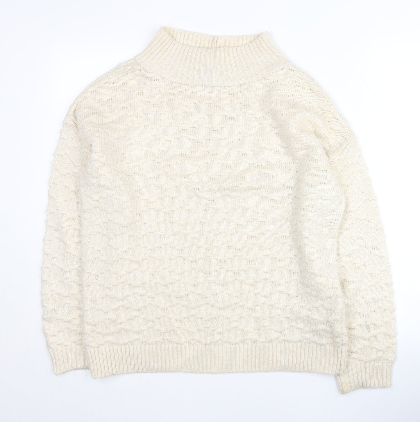 Next Women’s Ivory Mock Neck Knit Jumper Size M Acrylic Blend