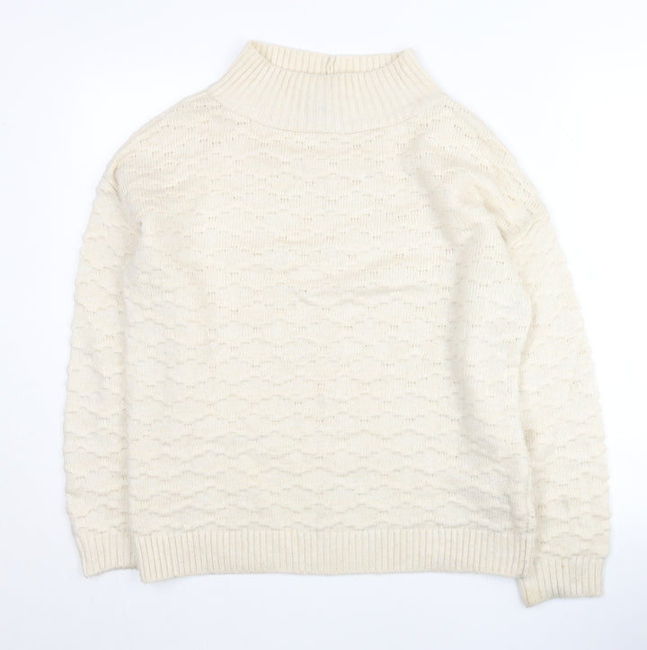 Next Women’s Ivory Mock Neck Knit Jumper Size M Acrylic Blend