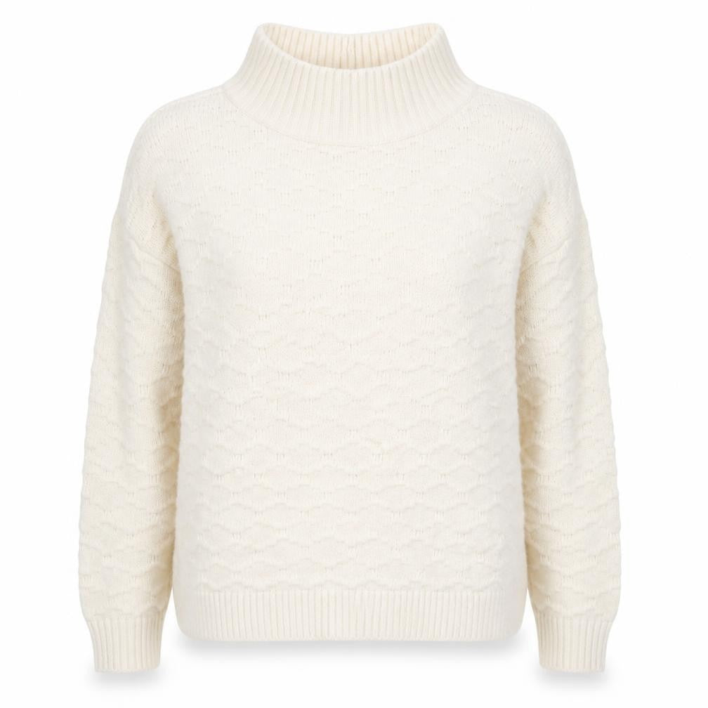Front view of Next Women’s Ivory Mock Neck Knit Jumper, size M, Acrylic Blend