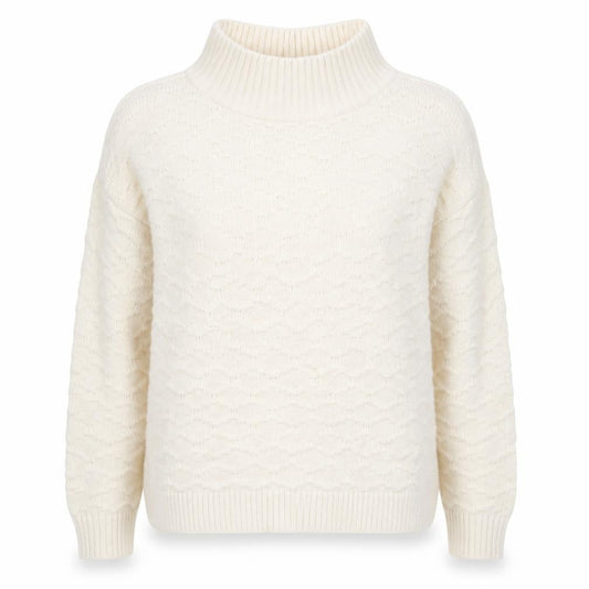 Front view of Next Women’s Ivory Mock Neck Knit Jumper, size M, Acrylic Blend