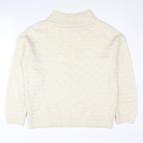 Next Women’s Ivory Mock Neck Knit Jumper Size M Acrylic Blend
