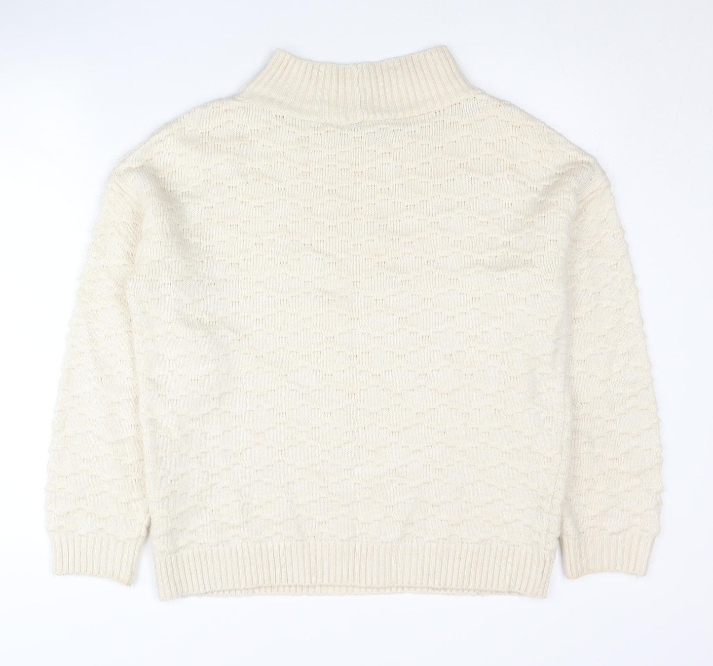 Next Women’s Ivory Mock Neck Knit Jumper Size M Acrylic Blend