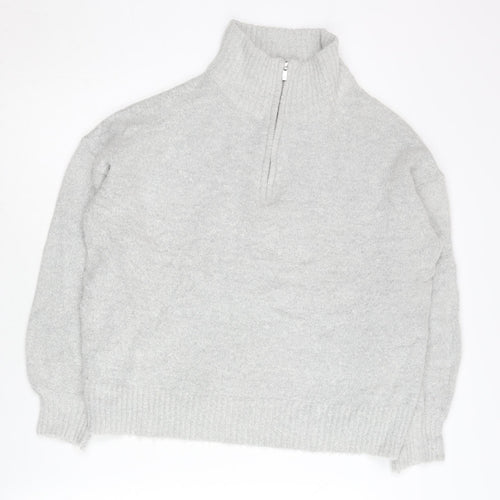 French Connection Women’s Grey XS 1/4 Zip High Neck Knit Jumper