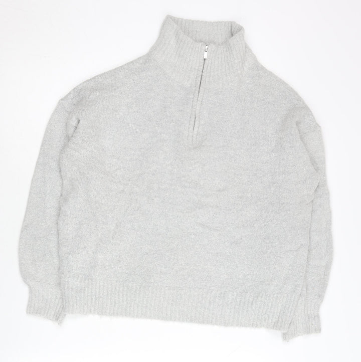 French Connection Women’s Grey XS 1/4 Zip High Neck Knit Jumper