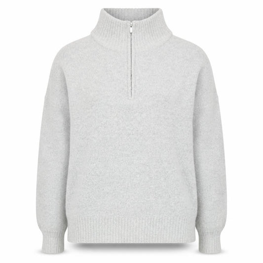 Front view of French Connection Women’s Grey XS 1/4 Zip High Neck Knit Jumper