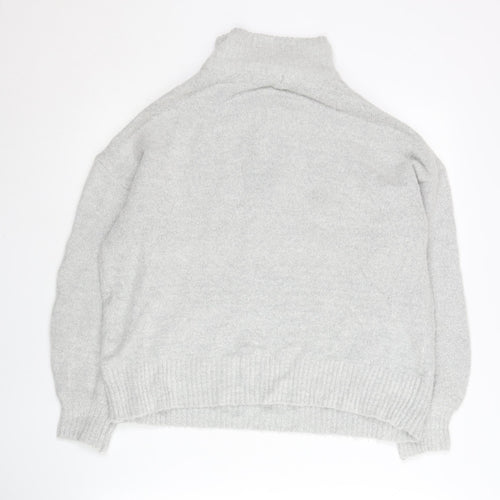 French Connection Women’s Grey XS 1/4 Zip High Neck Knit Jumper