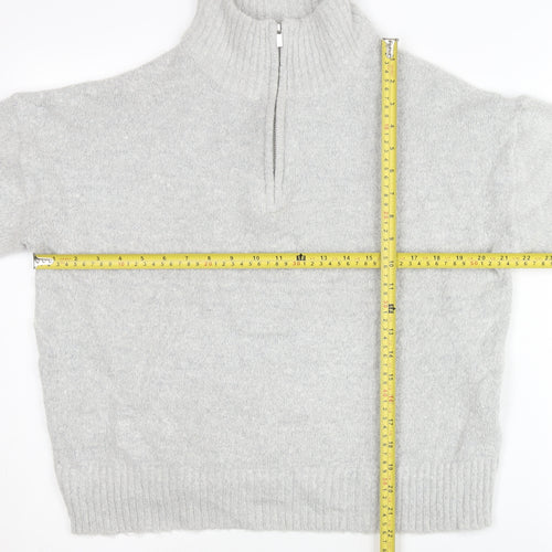 French Connection Women’s Grey XS 1/4 Zip High Neck Knit Jumper