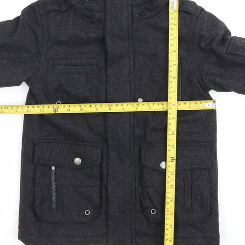 Next Boys Black Wool Blend Parka Coat Hooded Age 4-5 Years Lined Winter Jacket