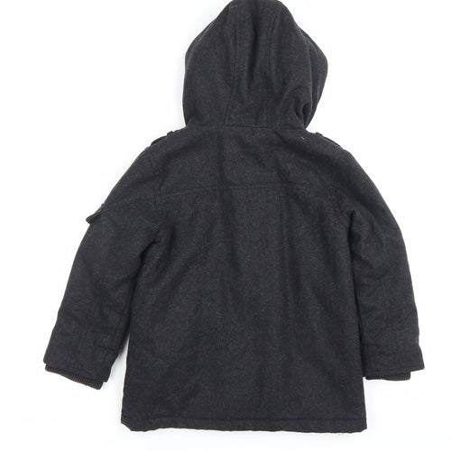 Next Boys Black Wool Blend Parka Coat Hooded Age 4-5 Years Lined Winter Jacket