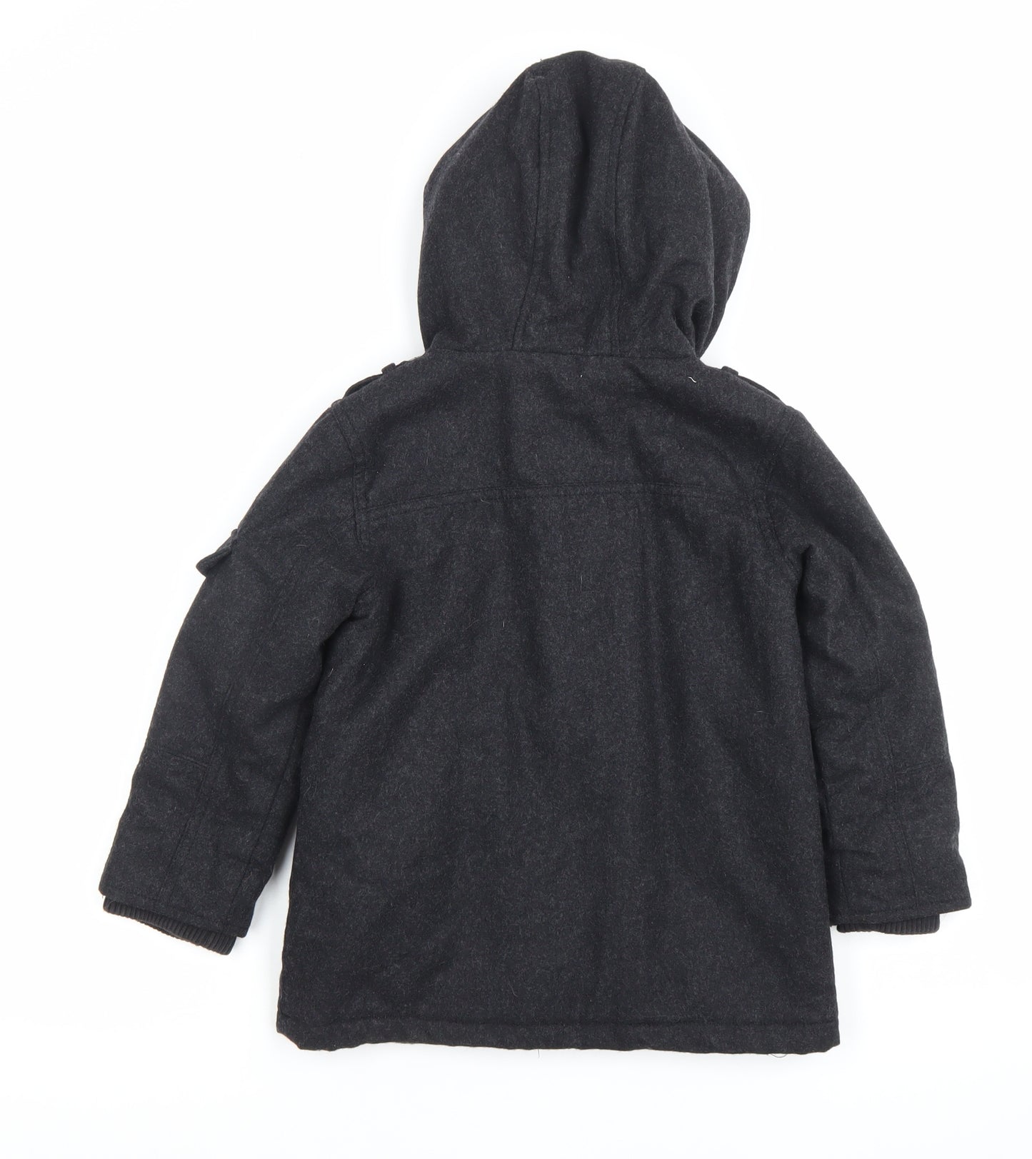 Next Boys Black Wool Blend Parka Coat Hooded Age 4-5 Years Lined Winter Jacket
