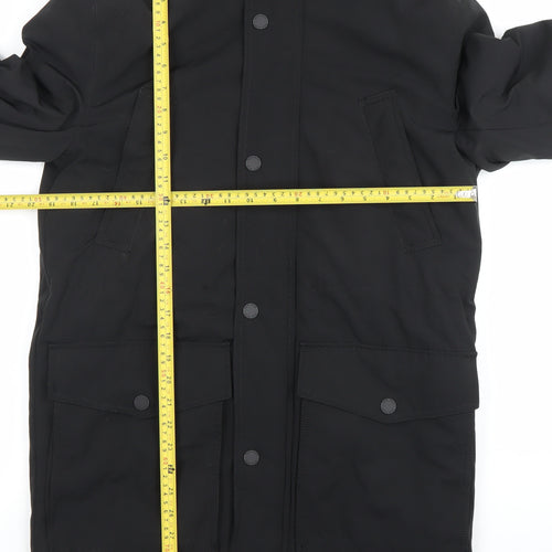 H&M Womens Black XS Parka Coat Faux Fur Hood Winter Jacket