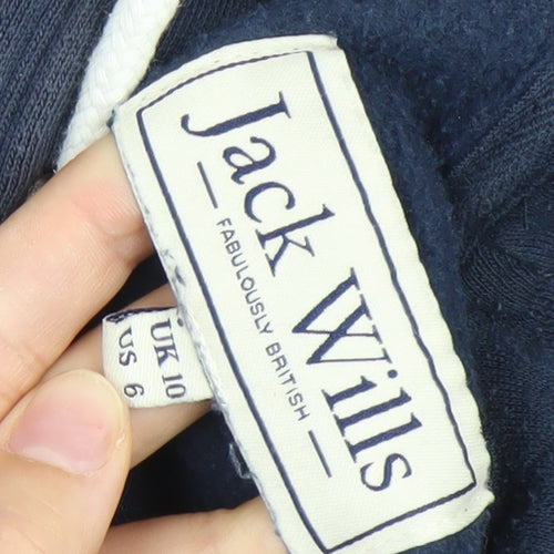 Jack Wills Womens Navy Hoodie UK 10 Pullover Logo Sweatshirt