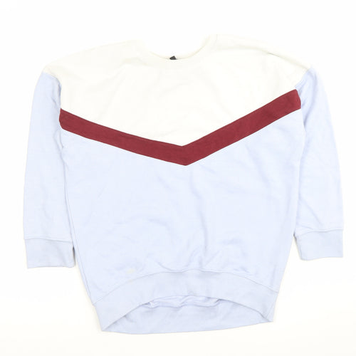 New Look Womens Sweatshirt Blue Colourblock Size 8 Pullover Casual
