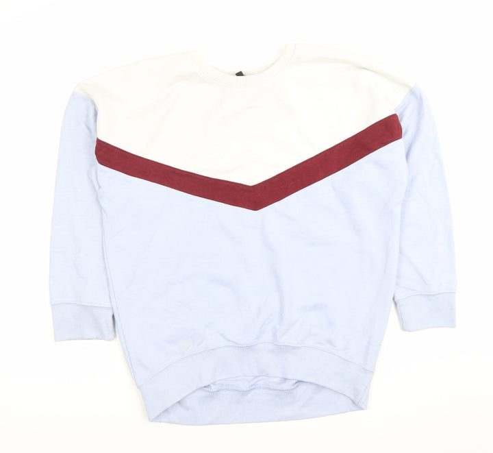New Look Womens Sweatshirt Blue Colourblock Size 8 Pullover Casual