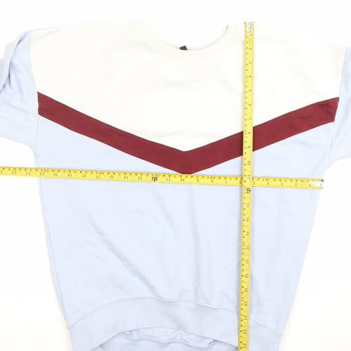 New Look Womens Sweatshirt Blue Colourblock Size 8 Pullover Casual