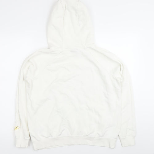 Nike Womens White Hoodie Medium Pullover Sweatshirt Logo Print
