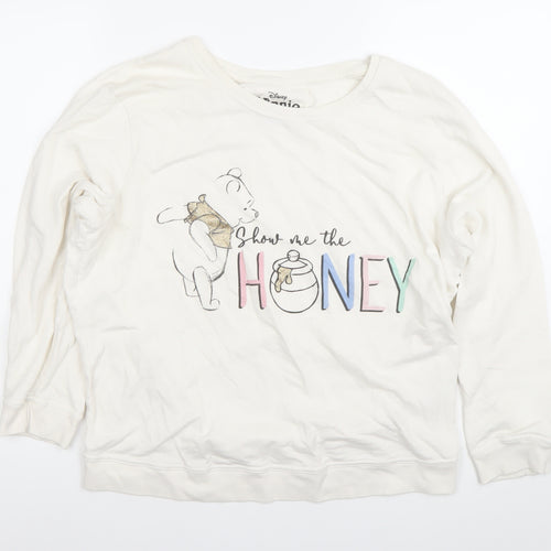 Disney Winnie the Pooh Women’s Ivory Cotton Sweatshirt Jumper Size L