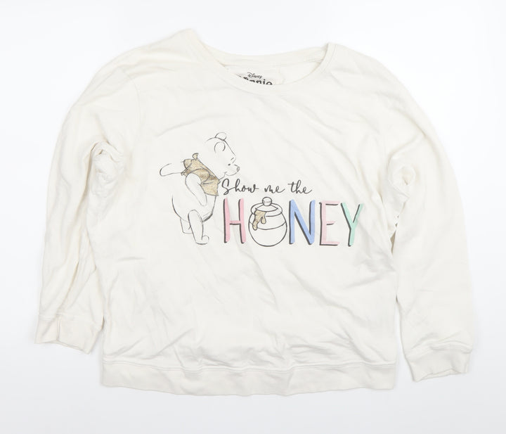Disney Winnie the Pooh Women’s Ivory Cotton Sweatshirt Jumper Size L