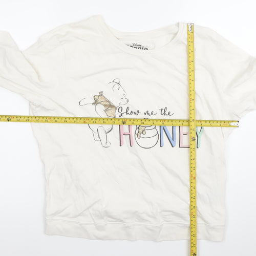 Disney Winnie the Pooh Women’s Ivory Cotton Sweatshirt Jumper Size L