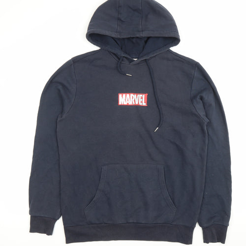 Marvel Men’s Blue Pullover Hoodie M Regular Fit Graphic Logo