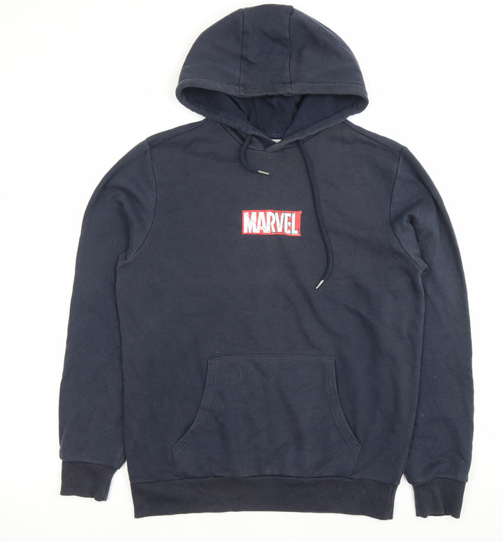 Marvel Men’s Blue Pullover Hoodie M Regular Fit Graphic Logo