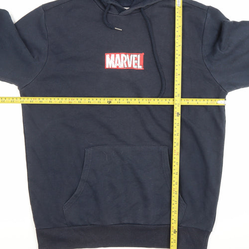 Marvel Men’s Blue Pullover Hoodie M Regular Fit Graphic Logo