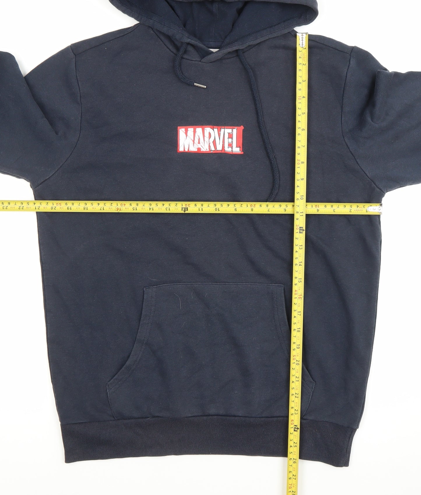 Marvel Men’s Blue Pullover Hoodie M Regular Fit Graphic Logo