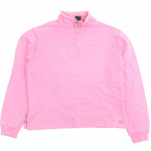 Chatham Womens Pink Small 1/4 Zip Cotton Sweatshirt Jumper
