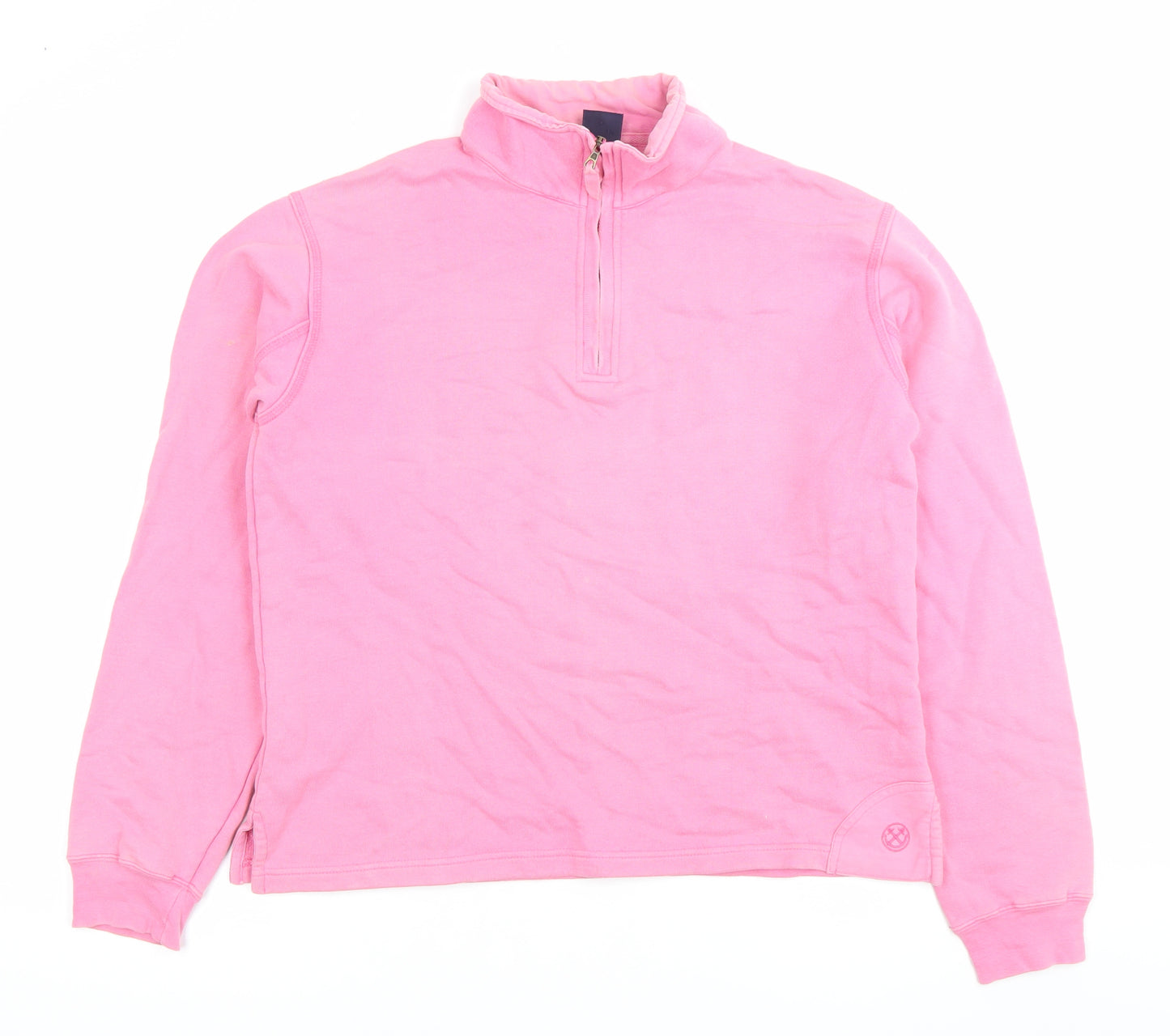 Chatham Womens Pink Small 1/4 Zip Cotton Sweatshirt Jumper