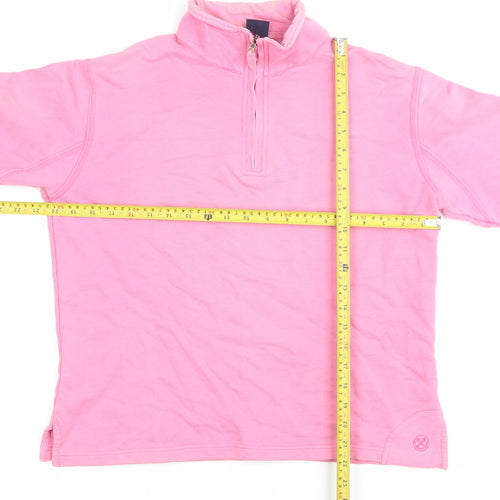 Chatham Womens Pink Small 1/4 Zip Cotton Sweatshirt Jumper