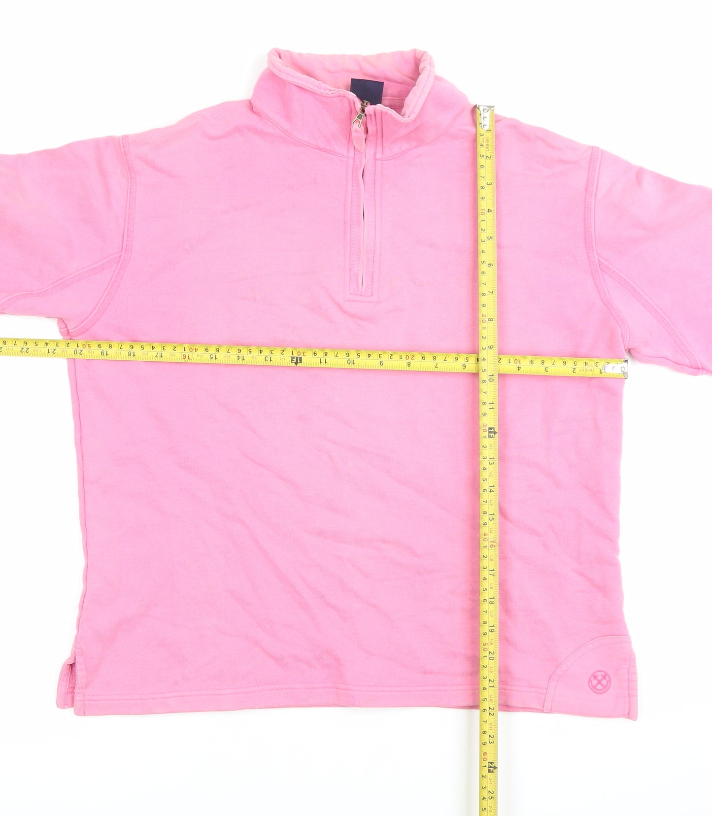 Chatham Womens Pink Small 1/4 Zip Cotton Sweatshirt Jumper