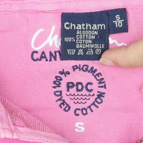 Chatham Womens Pink Small 1/4 Zip Cotton Sweatshirt Jumper