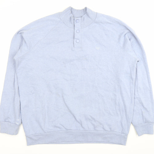 Lincoln Men’s Blue XL Henley Sweatshirt Button Neck Cotton Blend