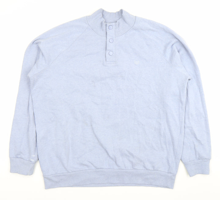 Lincoln Men’s Blue XL Henley Sweatshirt Button Neck Cotton Blend