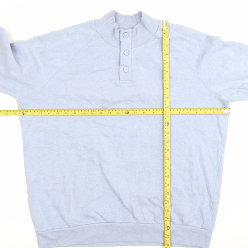 Lincoln Men’s Blue XL Henley Sweatshirt Button Neck Cotton Blend