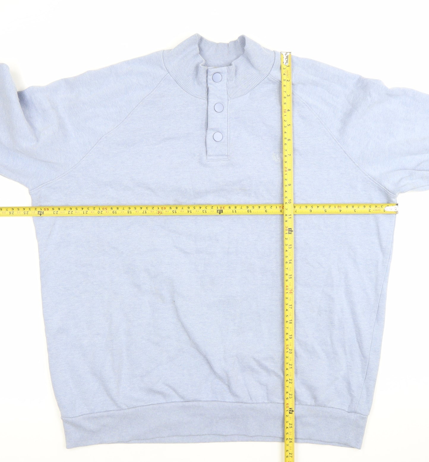 Lincoln Men’s Blue XL Henley Sweatshirt Button Neck Cotton Blend