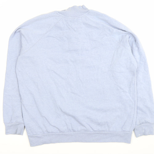 Lincoln Men’s Blue XL Henley Sweatshirt Button Neck Cotton Blend