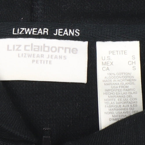 Liz Claiborne Womens Black Petite Small Full Zip Hoodie