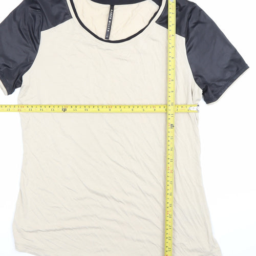 Karen Millen Women’s Beige Black Raglan Short Sleeve T-Shirt Size 12