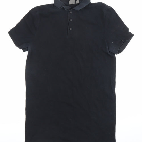 ASOS Men’s Black Polo Shirt Size S Regular Fit Cotton Casual