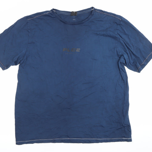 883 Police Mens Blue 2XL Cotton Crew Neck Short Sleeve T-Shirt