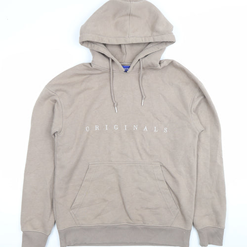 Jack & Jones Mens Beige Pullover Hoodie Size M Originals Logo