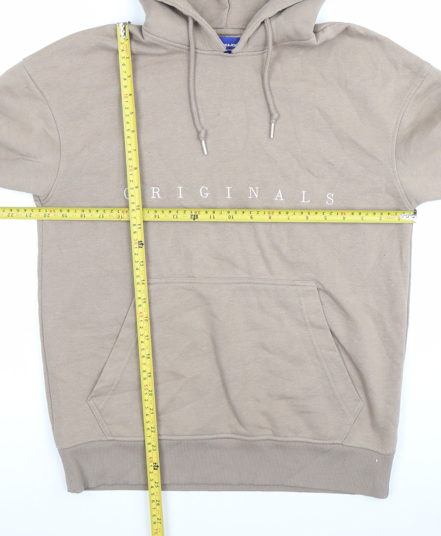 Jack & Jones Mens Beige Pullover Hoodie Size M Originals Logo