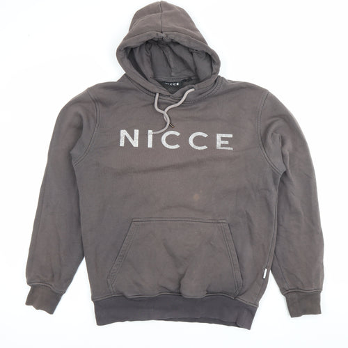 Nicce Men’s Grey Pullover Hoodie Small Logo Fleece Sweatshirt