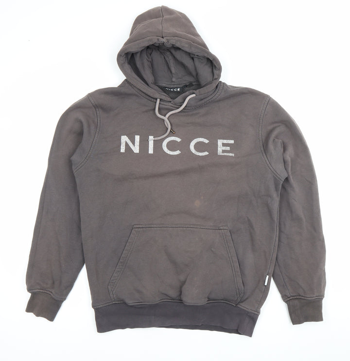 Nicce Men’s Grey Pullover Hoodie Small Logo Fleece Sweatshirt