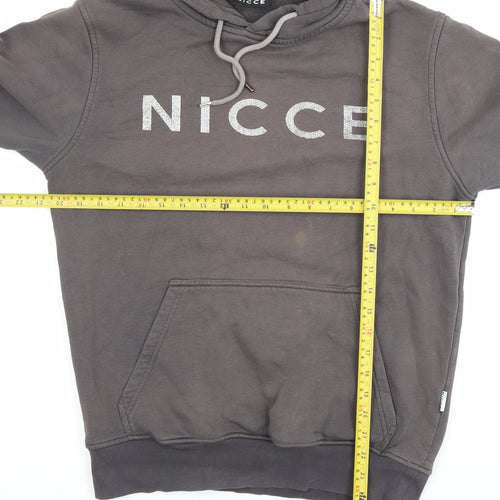 Nicce Men’s Grey Pullover Hoodie Small Logo Fleece Sweatshirt
