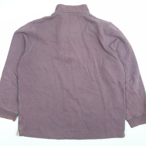 White Stuff Mens Purple Henley Sweatshirt XL Cotton Blend