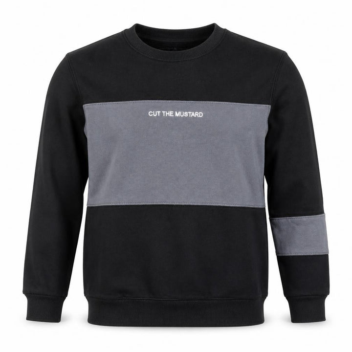 Pull&Bear Men’s Black Grey Colour Block Sweatshirt Size S